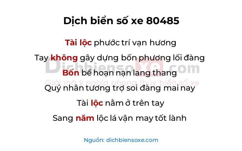 Dịch thơ biển số 80485