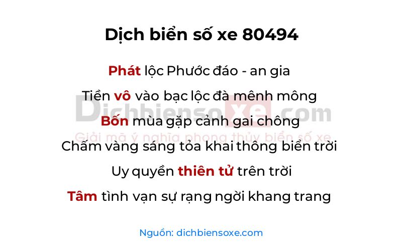 Dịch thơ biển số 80494