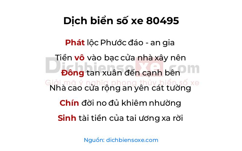 Dịch thơ biển số 80495