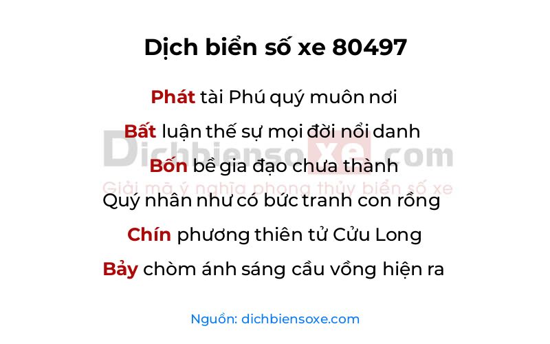 Dịch thơ biển số 80497