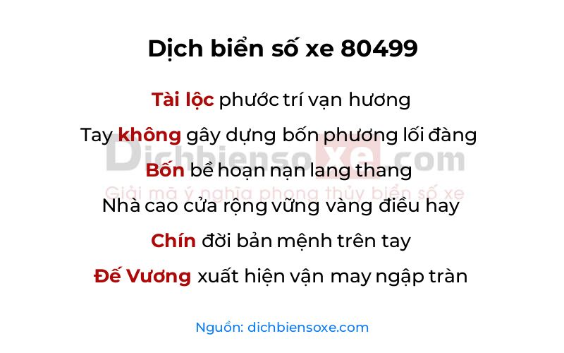 Dịch thơ biển số 80499