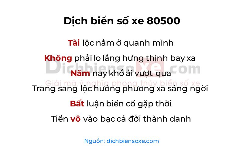 Dịch thơ biển số 80500