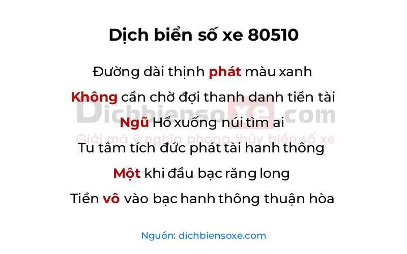 Dịch thơ biển số 80510