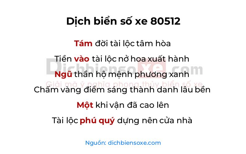 Dịch thơ biển số 80512
