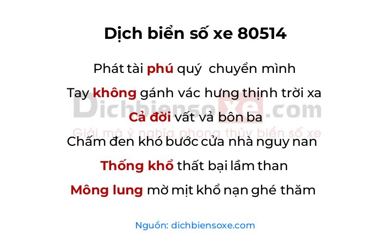 Dịch thơ biển số 80514