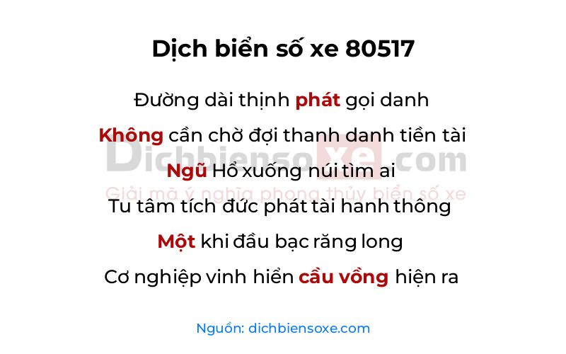 Dịch thơ biển số 80517