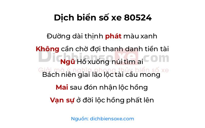 Dịch thơ biển số 80524