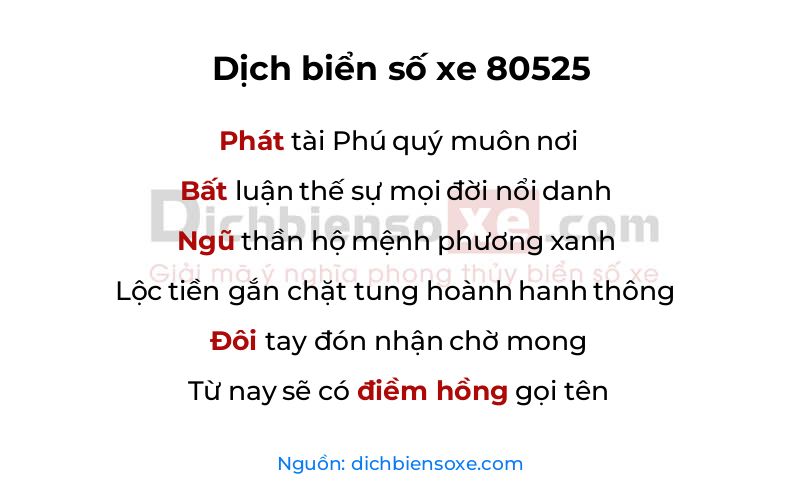 Dịch thơ biển số 80525