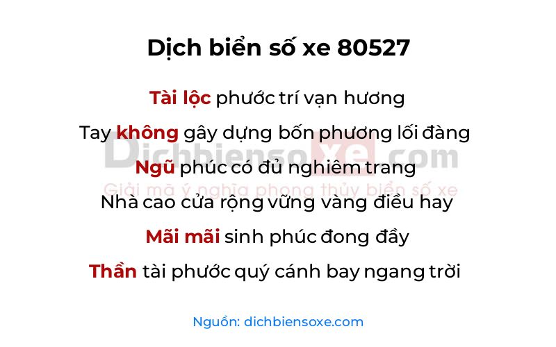 Dịch thơ biển số 80527