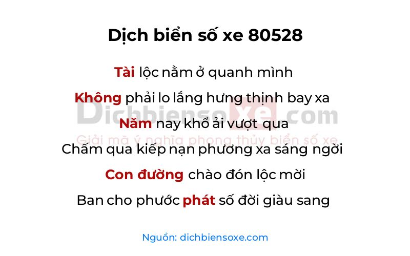 Dịch thơ biển số 80528