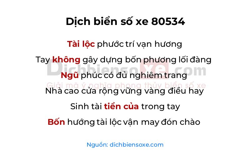 Dịch thơ biển số 80534