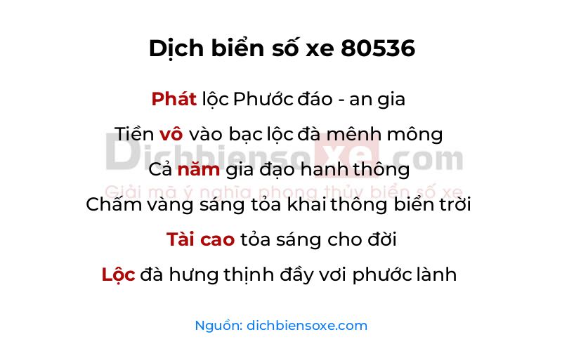 Dịch thơ biển số 80536