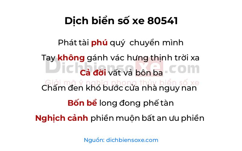 Dịch thơ biển số 80541