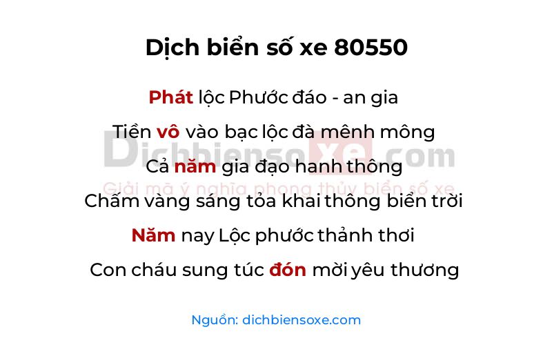 Dịch thơ biển số 80550
