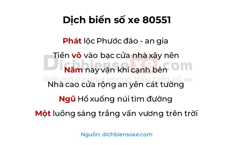 Dịch thơ biển số 80551