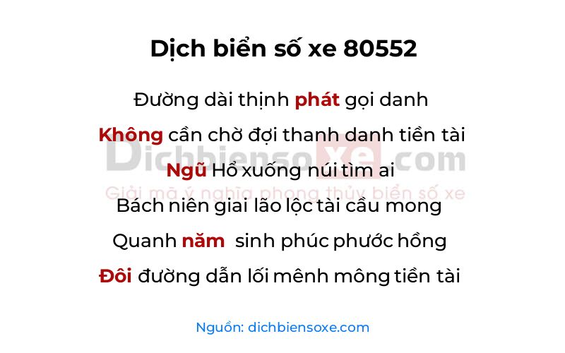 Dịch thơ biển số 80552