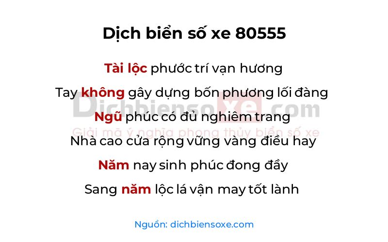 Dịch thơ biển số 80555