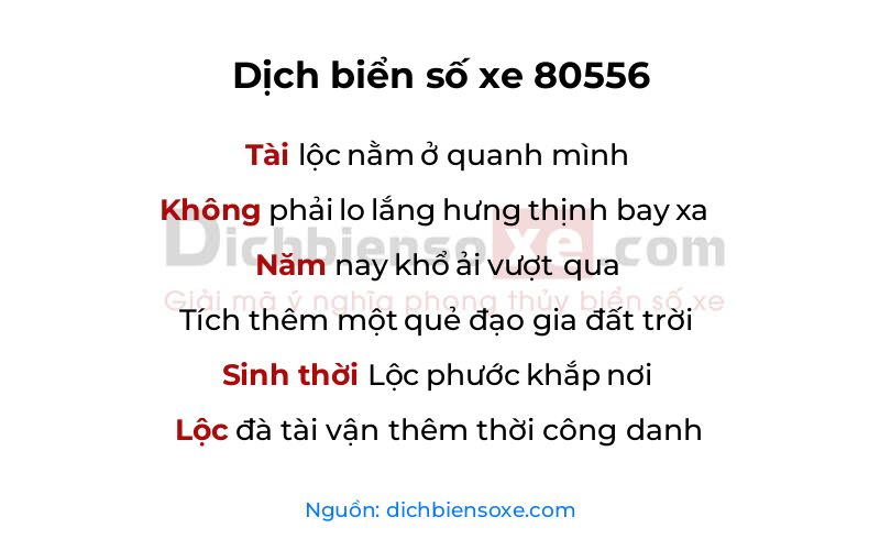 Dịch thơ biển số 80556