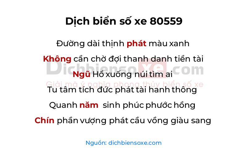 Dịch thơ biển số 80559