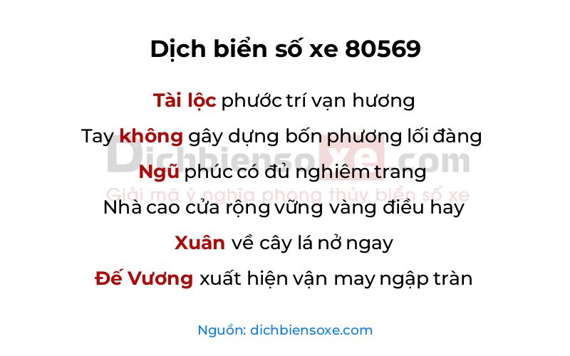 Dịch thơ biển số 80569