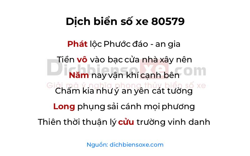 Dịch thơ biển số 80579