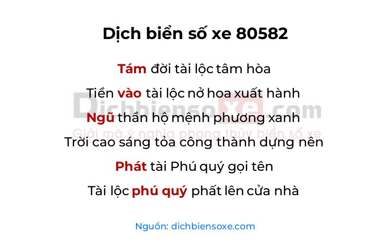 Dịch thơ biển số 80582