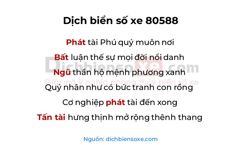 Dịch thơ biển số 80588