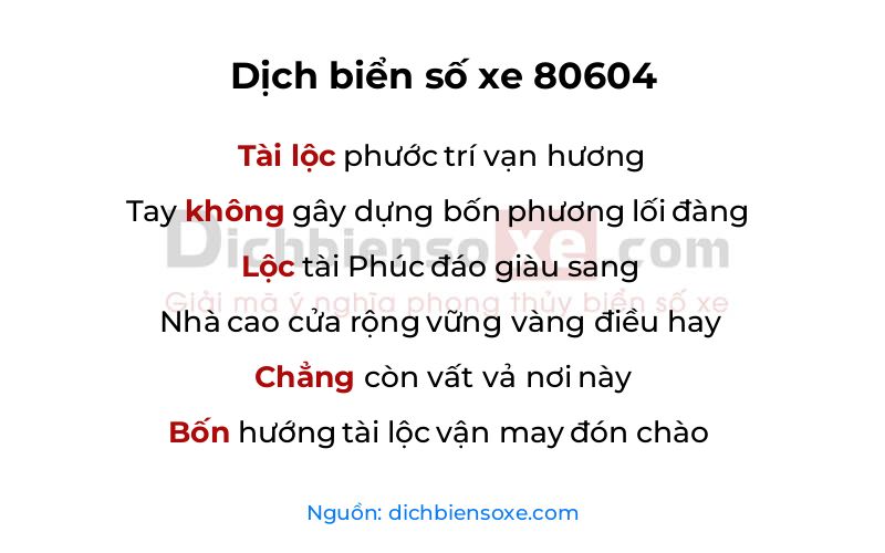 Dịch thơ biển số 80604