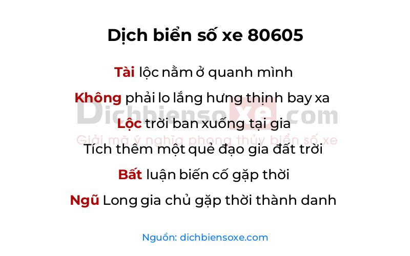 Dịch thơ biển số 80605