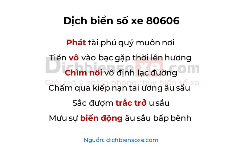 Dịch thơ biển số 80606