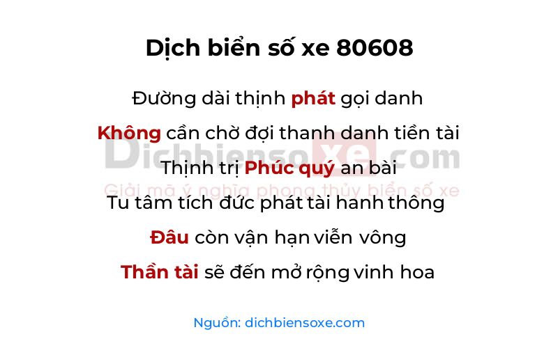 Dịch thơ biển số 80608