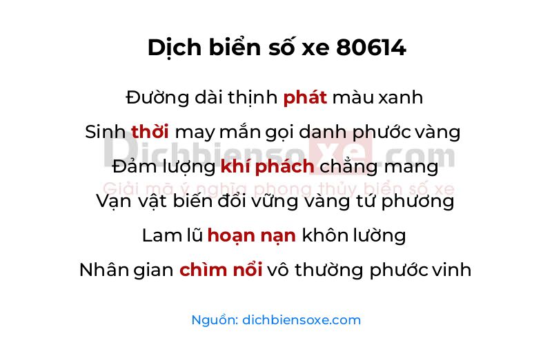 Dịch thơ biển số 80614