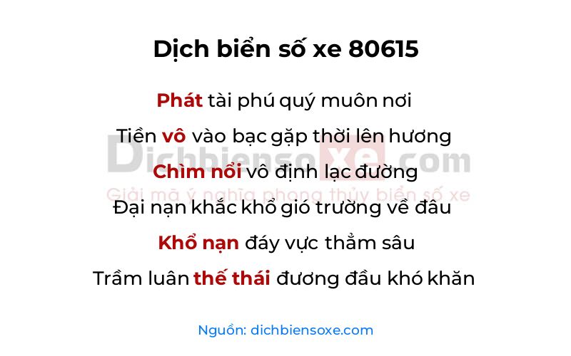Dịch thơ biển số 80615