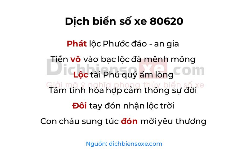 Dịch thơ biển số 80620
