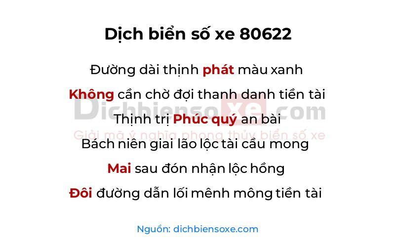 Dịch thơ biển số 80622