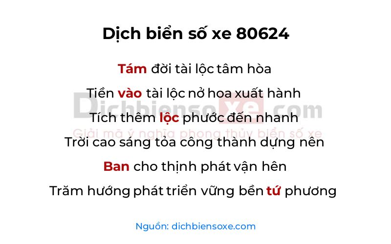 Dịch thơ biển số 80624