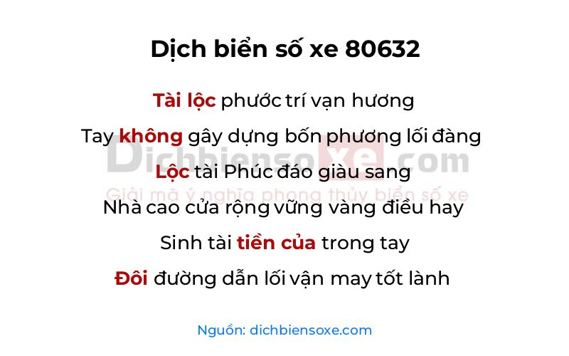 Dịch thơ biển số 80632