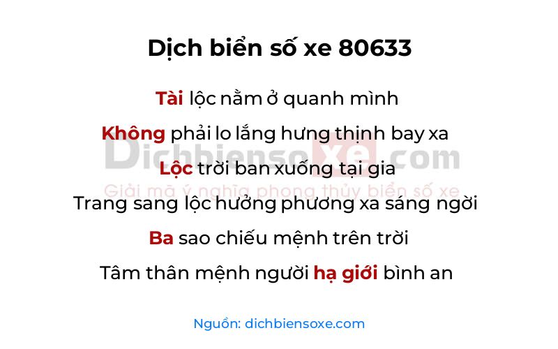 Dịch thơ biển số 80633