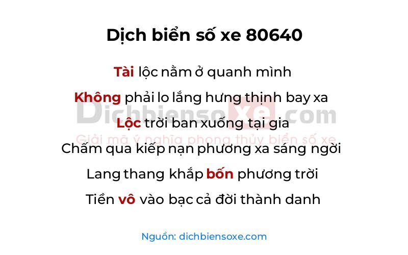 Dịch thơ biển số 80640
