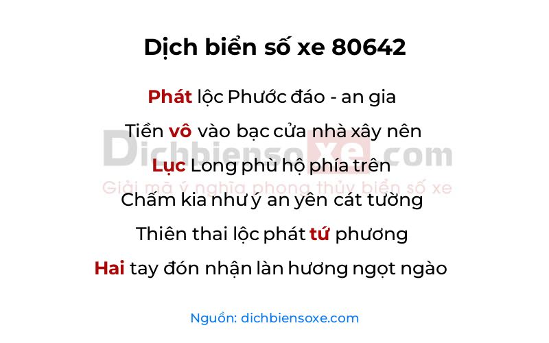 Dịch thơ biển số 80642