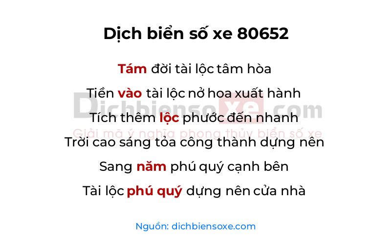 Dịch thơ biển số 80652