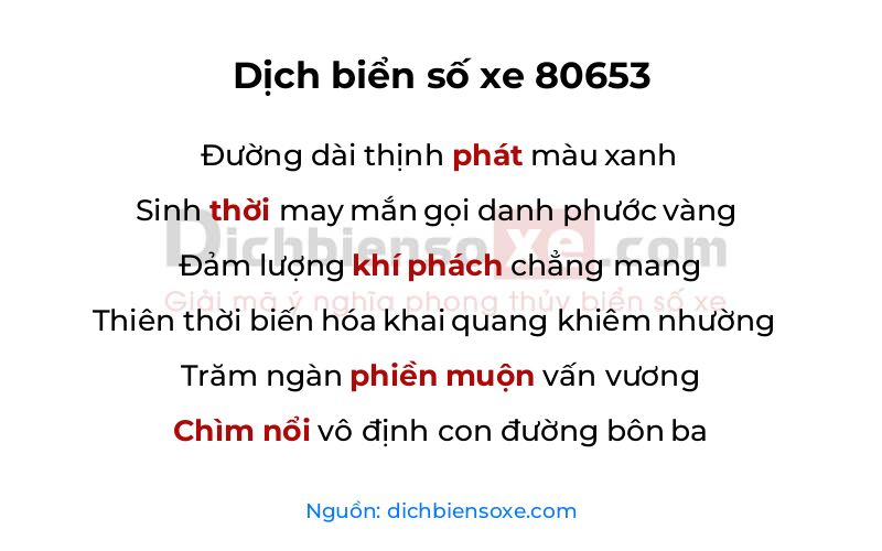 Dịch thơ biển số 80653