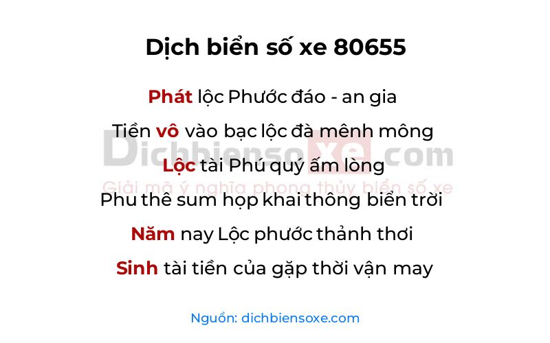 Dịch thơ biển số 80655
