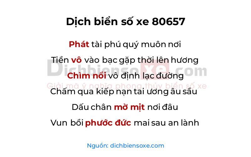 Dịch thơ biển số 80657