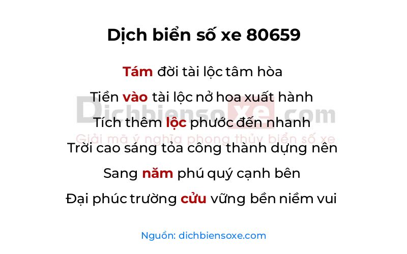 Dịch thơ biển số 80659