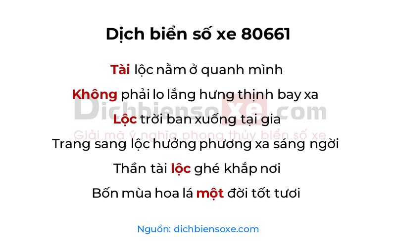 Dịch thơ biển số 80661