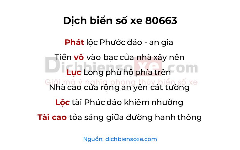 Dịch thơ biển số 80663