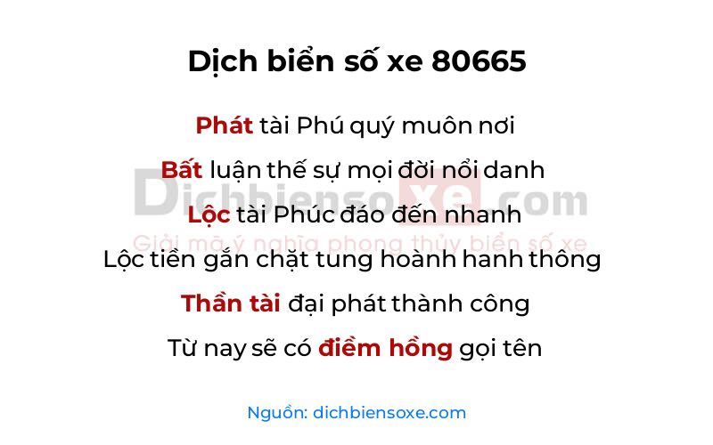 Dịch thơ biển số 80665