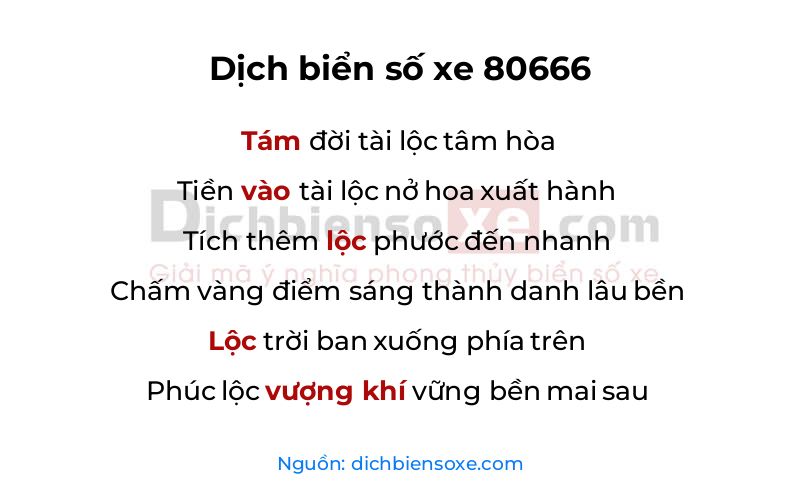 Dịch thơ biển số 80666