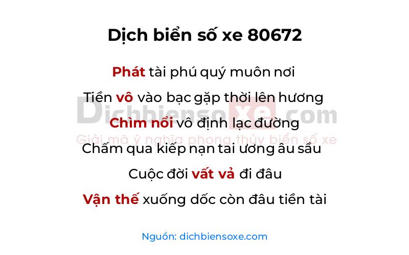 Dịch thơ biển số 80672